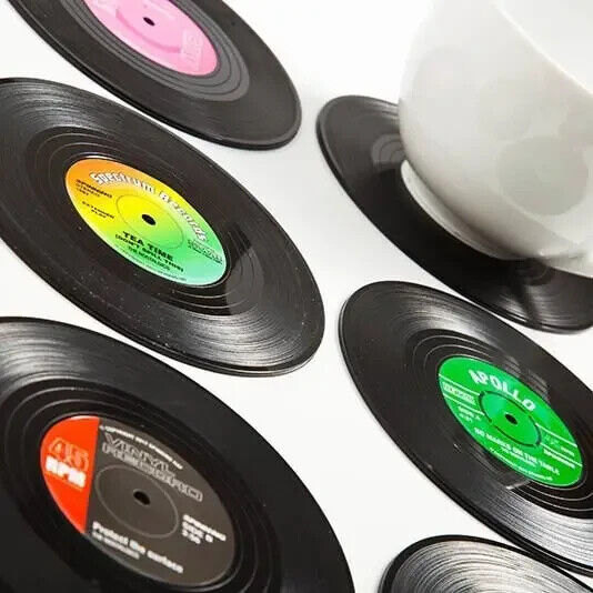 6pk Musique Disque Vinyle Tasse Coaster Verre Porte-Boissons Napperon Vaisselle Maison