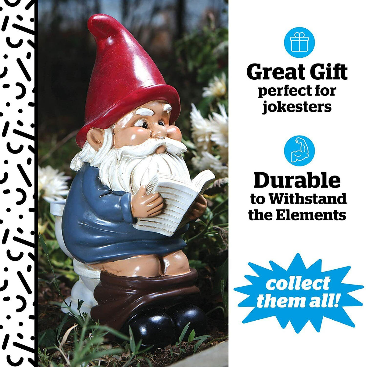 BigMouth Inc. Gnome on a Throne Garden Gnome - Outdoor / Indoor Funny Statue