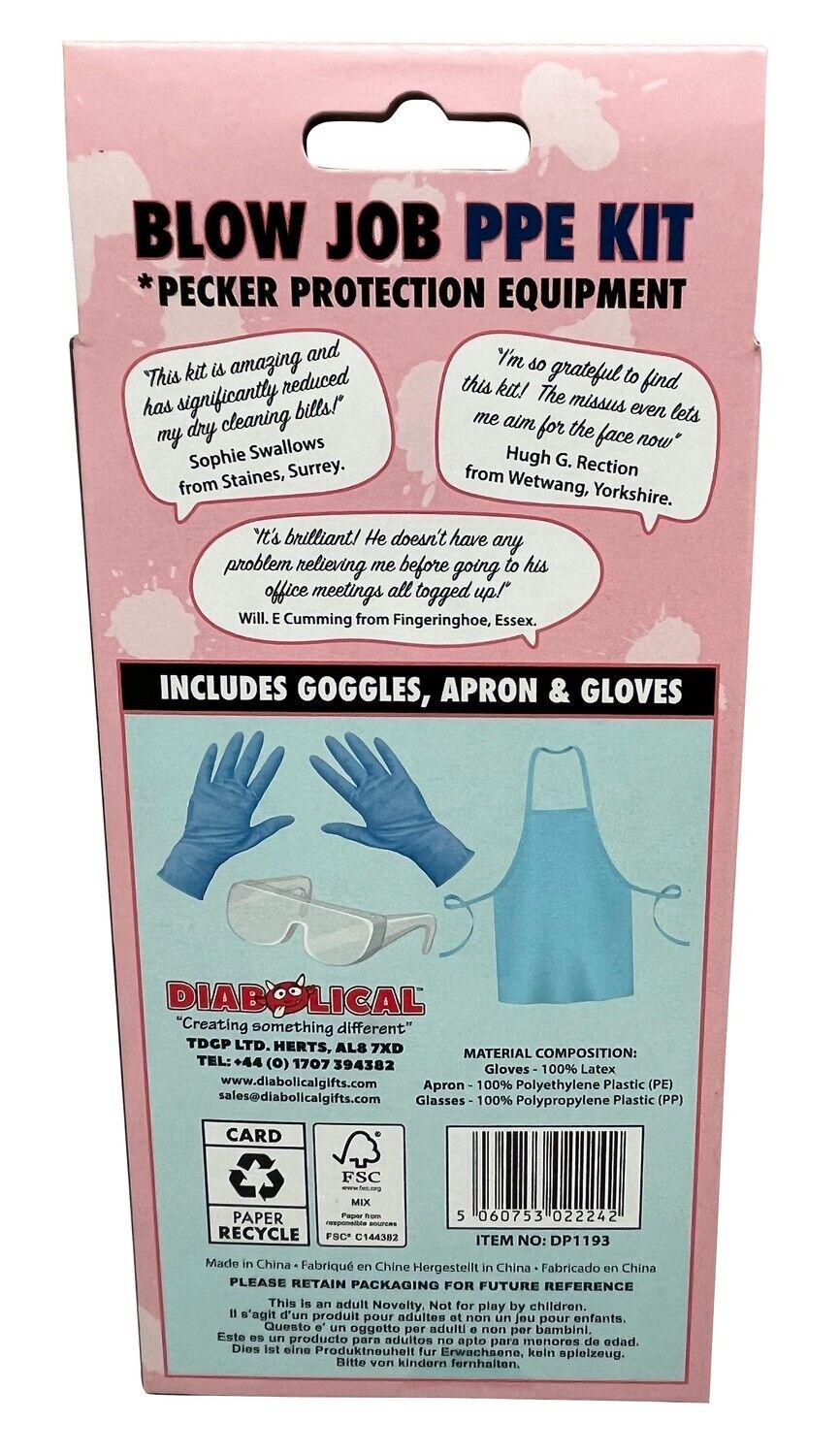 BLOW JOB PPE Kit - No More Mess! ~ Funny Adult Gag Joke Gift