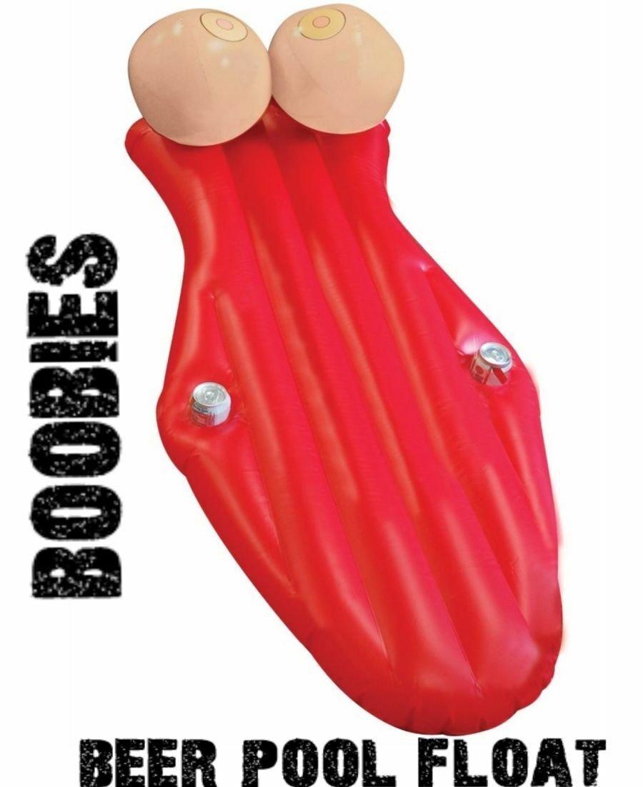 Giant Boobies Pool Float Porte-gobelets à bière 4,5 pieds Boob Radeau de natation GaG Joke