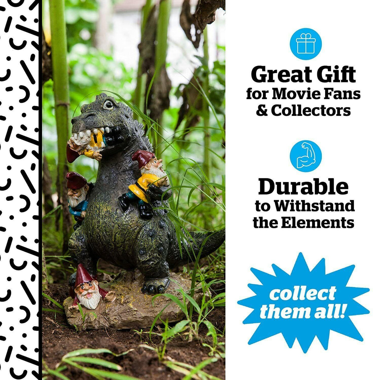 BigMouth Inc. The Great Massacre Garden Gnome T-Rex - Escultura de estatua al aire libre