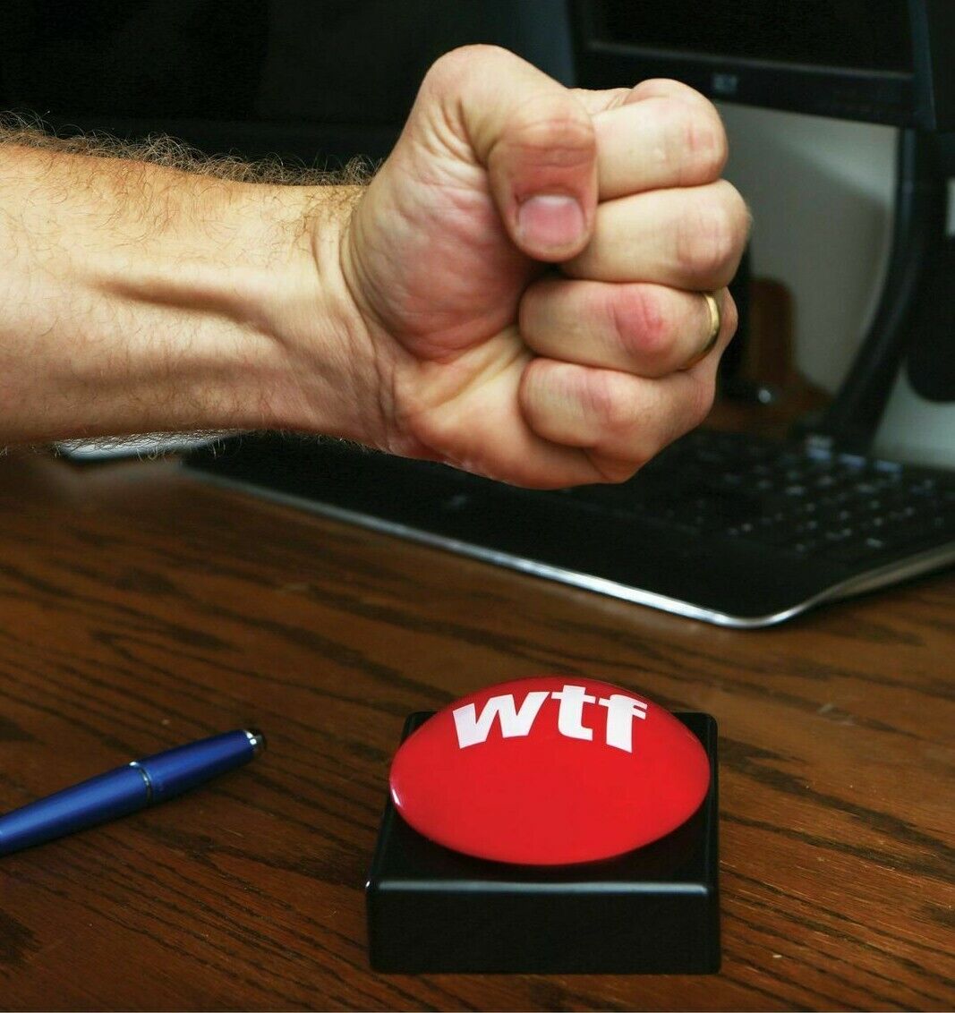 WTF What the F*%k Red Slam Button - Joke Gag Gift Funny Prank Nouveauté - 10 sons