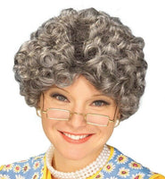 Yo Momma Gray Hair Wig Curly Grandma Grandpa Adult Costume Accessory Prop