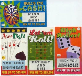 100 Rude Curse Adult Fake Lotto Lottery Tickets - Funny Gag Prank Joke