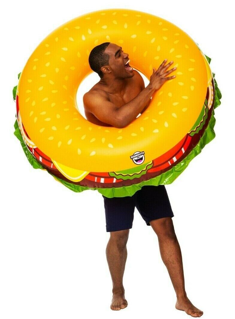 THE CHEESEBURGER Pool Float Tube - Inflatable Swimming Vinyl Raft - BigMouth Inc