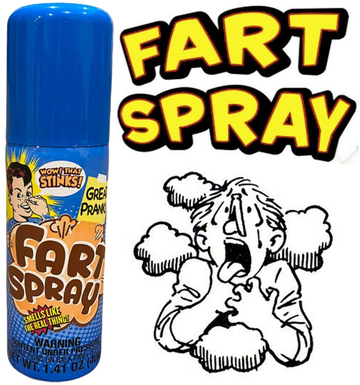 Grande bombe aérosol Fart - Stinky Prank Gag Joke ~ Fabriqué en Espagne - Taille 1,76 oz !