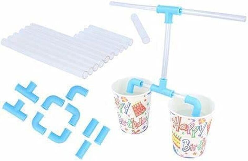 21 Piece DIY STRAW KIT - Fun Kid Adult Puzzle Drink Craft Toy - Party GaG Gift