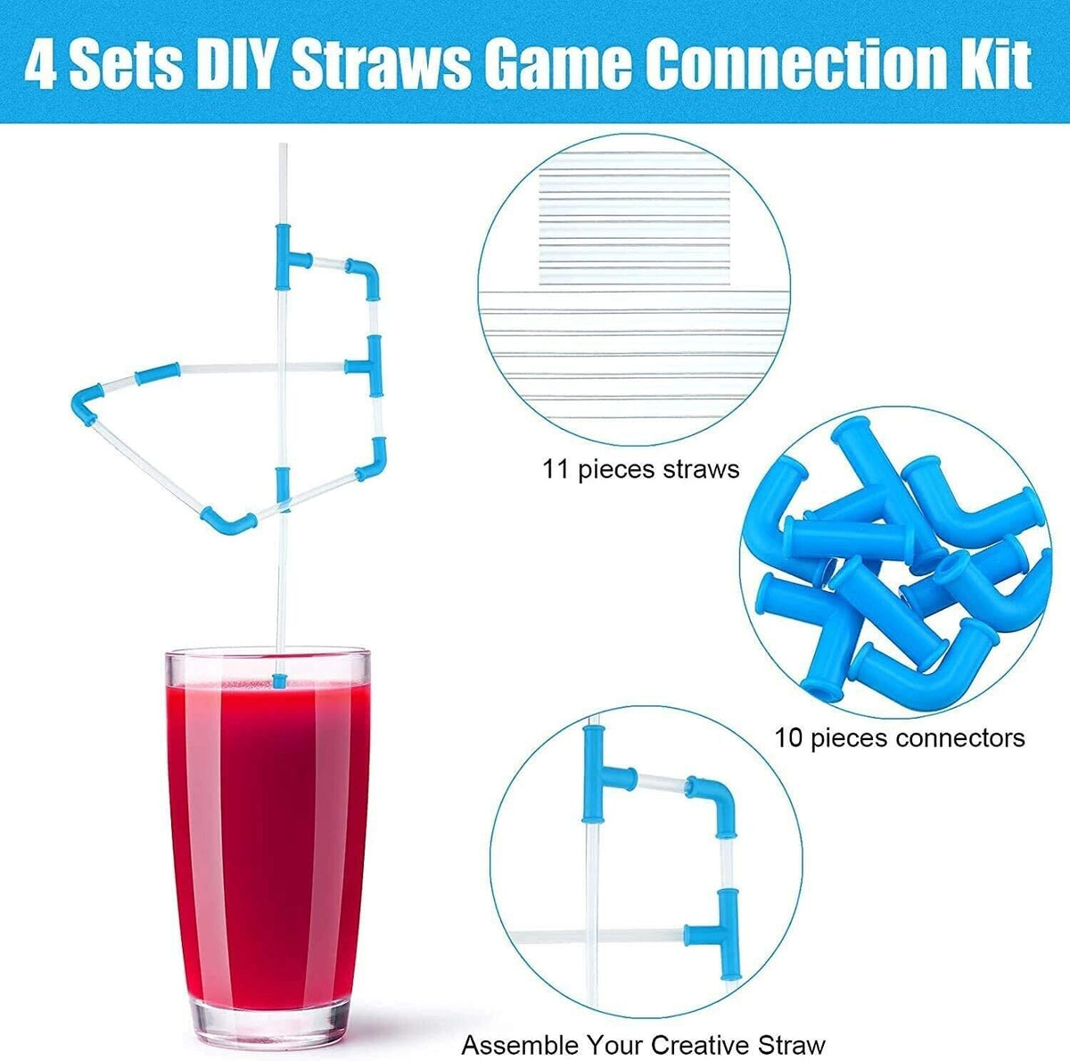 KIT DE PAJA DIY de 21 piezas - Divertido rompecabezas para niños y adultos, juguete artesanal para bebidas - Regalo de fiesta