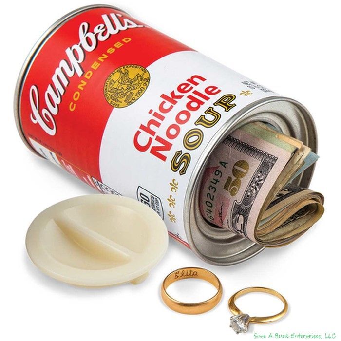 Sopa de pollo con fideos Campbell's ® - Caja fuerte Decoy Security Bank - joyas en efectivo