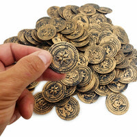 144 Plastic Rustic Vintage Brass Gold Coins Pirate Treasure Chest Money Party Favors