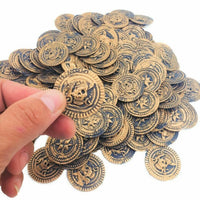 144 Plastic Rustic Vintage Brass Gold Coins Pirate Treasure Chest Money Party Favors