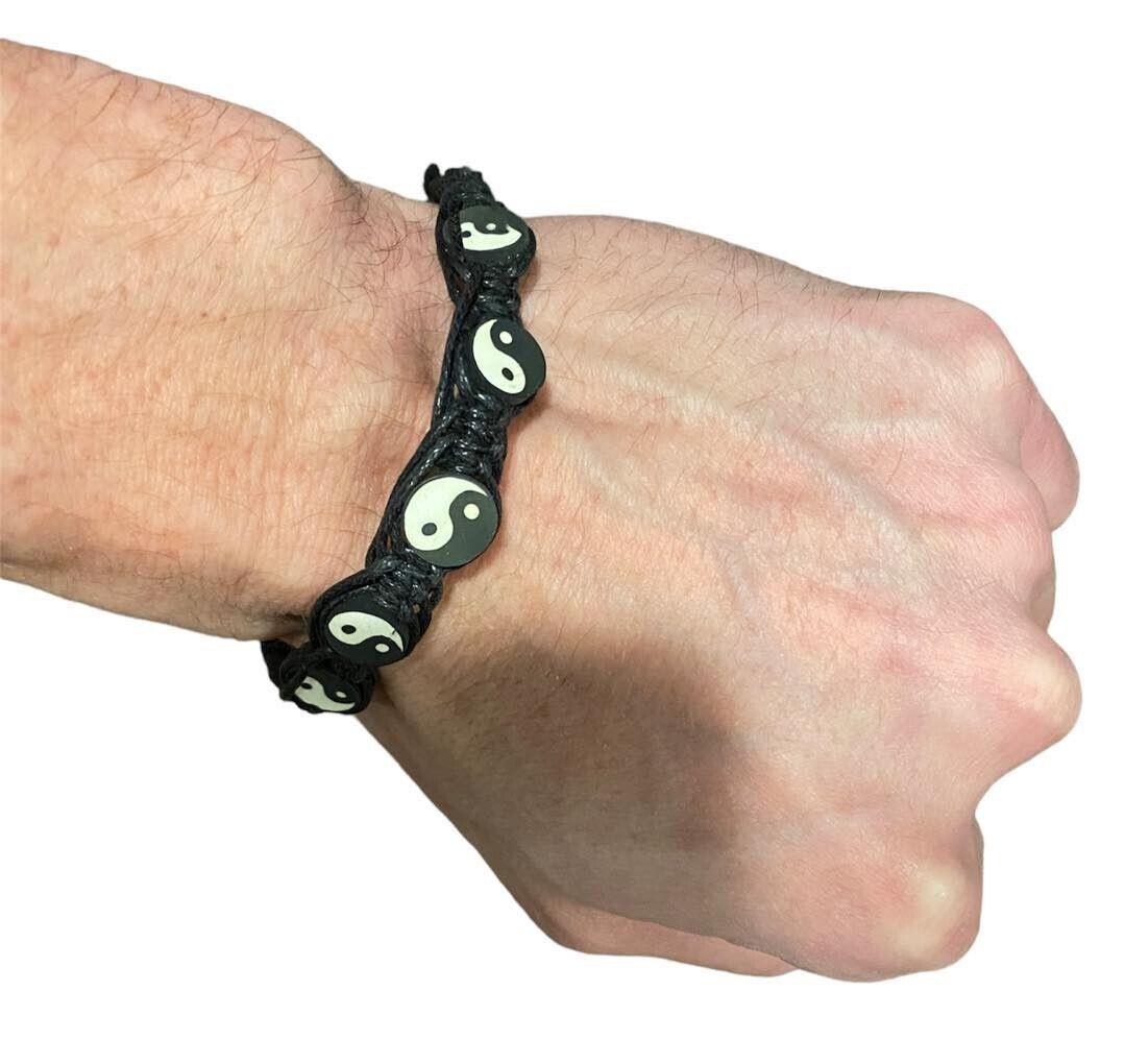 12 Yin Yang Wristband Bracelets - Adjustable - Wholesale Lot