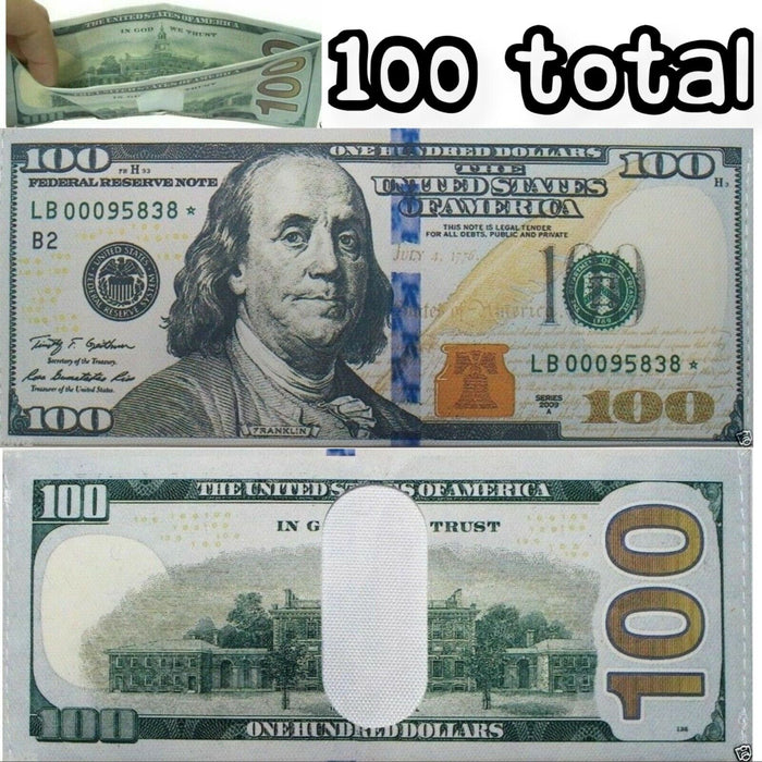 100 Pack - 100 Hundred Dollar Bill Wallets Money Bi-Fold Card Holder