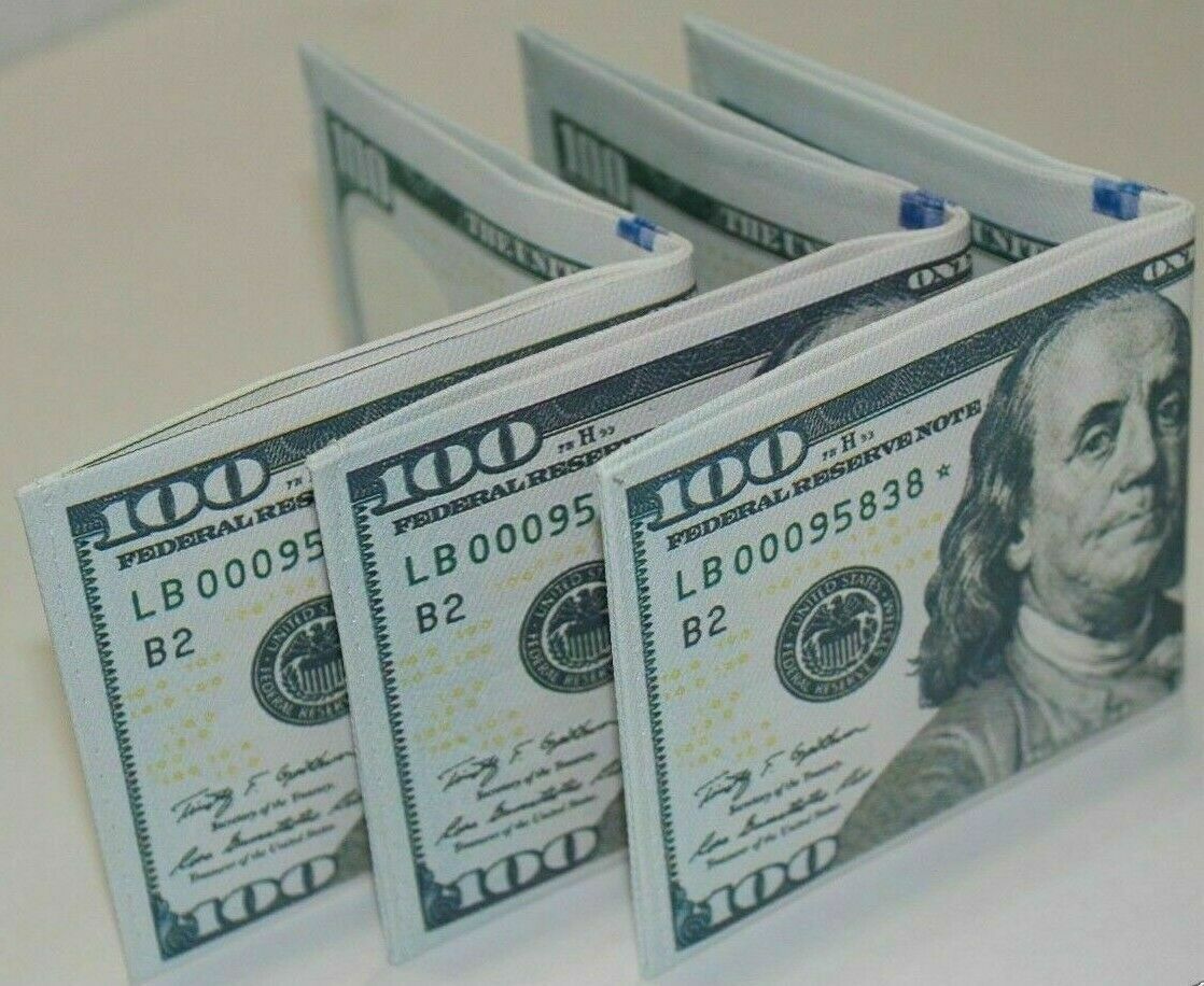 100 Pack - 100 Hundred Dollar Bill Wallets Money Bi-Fold Card Holder