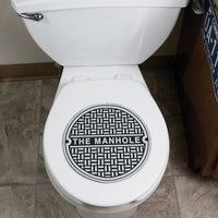 Rubber Man Cave Hole Sewer Bathroom Lid Cover Toilet Bowl Sign - GaG Joke