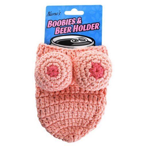 Nana's Boobies Knitted Beer Can Bottle Cooler Holder Adult Gag  - BigMouth Inc.