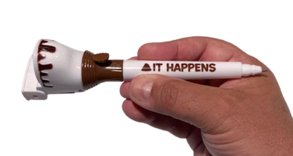 POOP IT HAPPENS PEN Siège de toilette Pop Up Merde Emoji Bureau Blague Cadeau Prank Poo GaG