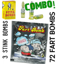 72 Fart Bomb Bags + 3 Stink Bomb Glass Vials - funny gag prank joke (COMBO)