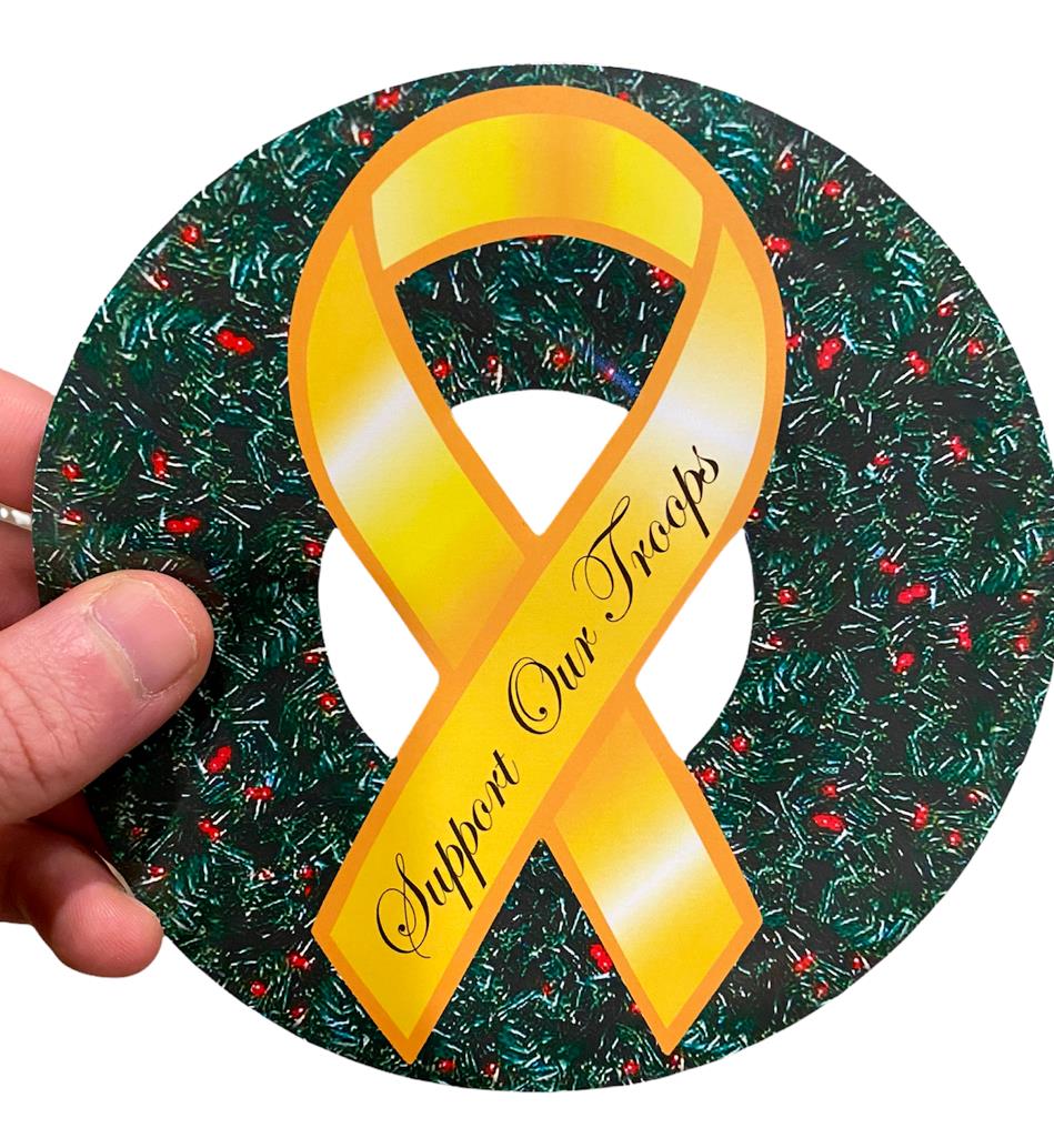 Support Our Troops Wreath Car Fridge Magnet - 12 Pack – Giggle Novelties, image size:949x1016