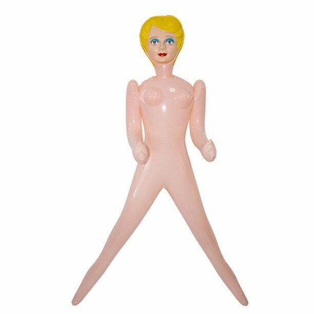 Introducing Inflatable Judy from the Inflatable Judy + John Inflate a Date collection— a life-sized doll featuring a pink body, blonde hair, and a neutral expression. Her extended arms and legs make her perfect for any playful adventure you imagine. Ideal for bachelor or bachelorette parties!