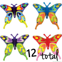 12 sopladores inflables de mariposas ~ Fiesta de juguetes Mariposas de colores brillantes (1dz)