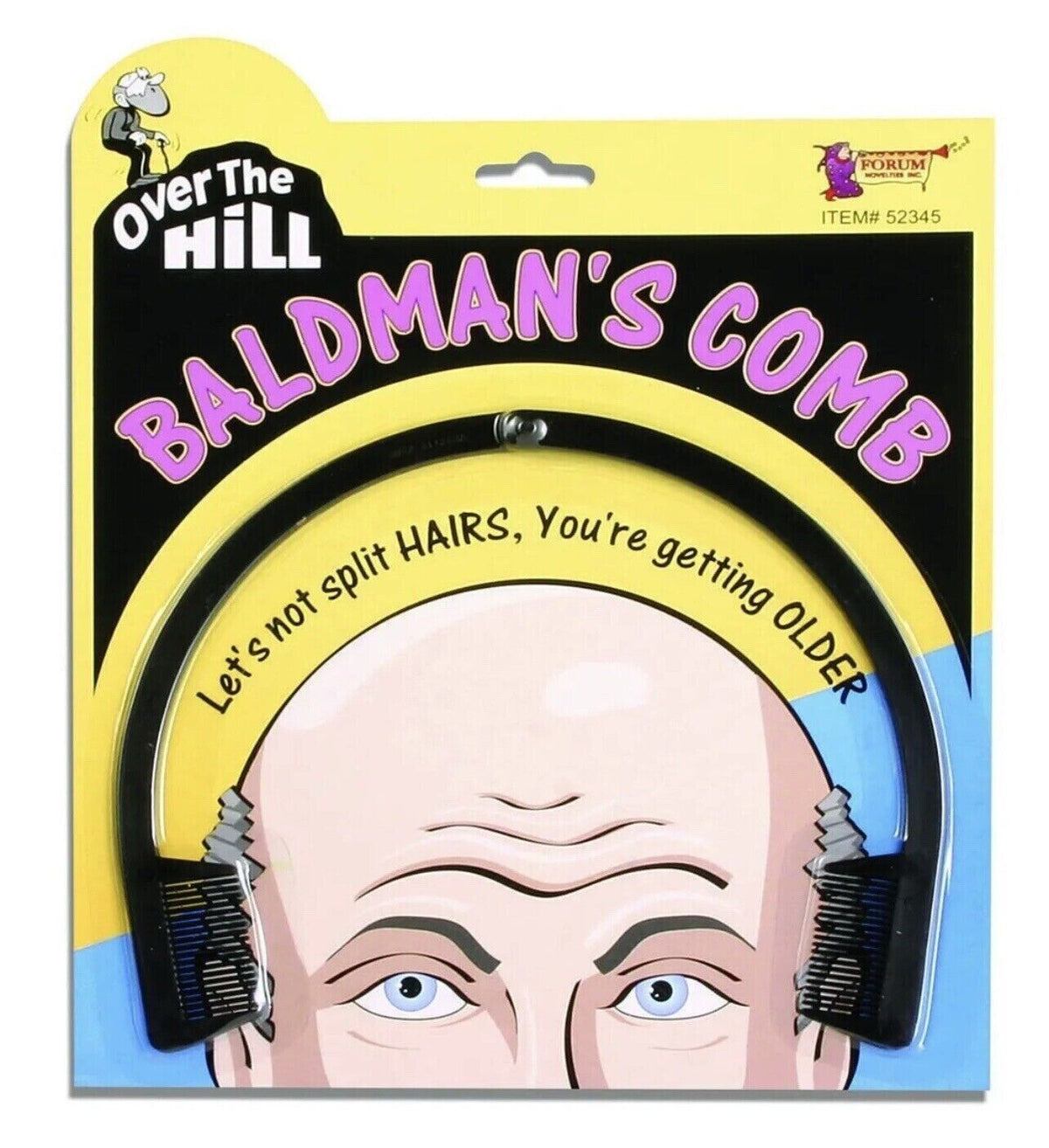 BALD MANS COMB Over The Hill Vieillesse Calvitie Cheveux Blague Prank Gag Cadeau Drôle