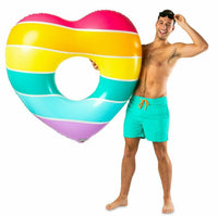 Gay Pride Rainbow LGBT Heart Inflatable Pool Tube Raft Swimming Float - BigMouth