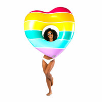 Gay Pride Rainbow LGBT Heart Inflatable Pool Tube Raft Swimming Float - BigMouth