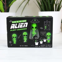 Paquete de 3 estatuas alienígenas, mini maceta que brilla en la oscuridad, decoración de jardín, regalo