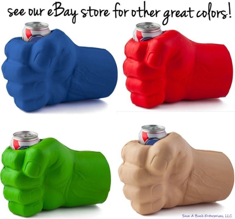 BigMouth THE BEAST GIANT GREEN HULK FIST Drink Beer Holder Foam Cooler Kooler