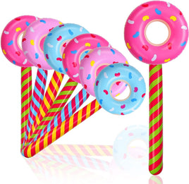 12 Chupetes de Lollipop Inflables Cumpleaños Donut Agujeros Wonka CANDYLAND Valentine