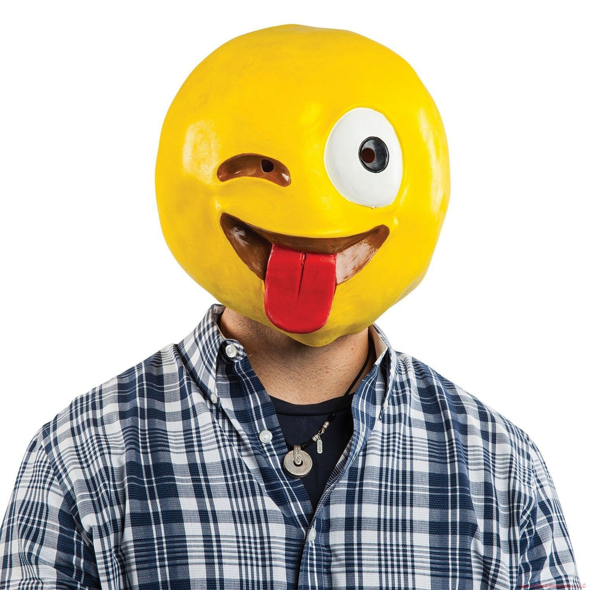 Crazy Wink Tongue Emoji Smiley Smile Masque Facial Costume d'Halloween en Latex BigMouth