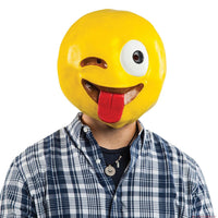 Crazy Wink Tongue Emoji Smiley Smile Face Mask Latex Halloween Costume BigMouth