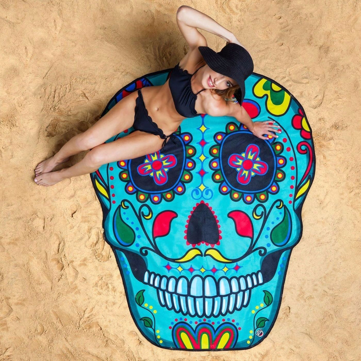 GIANT 5 FT SUGAR SKULL - Beach Pool Shower Towel Blanket - BigMouth Inc.