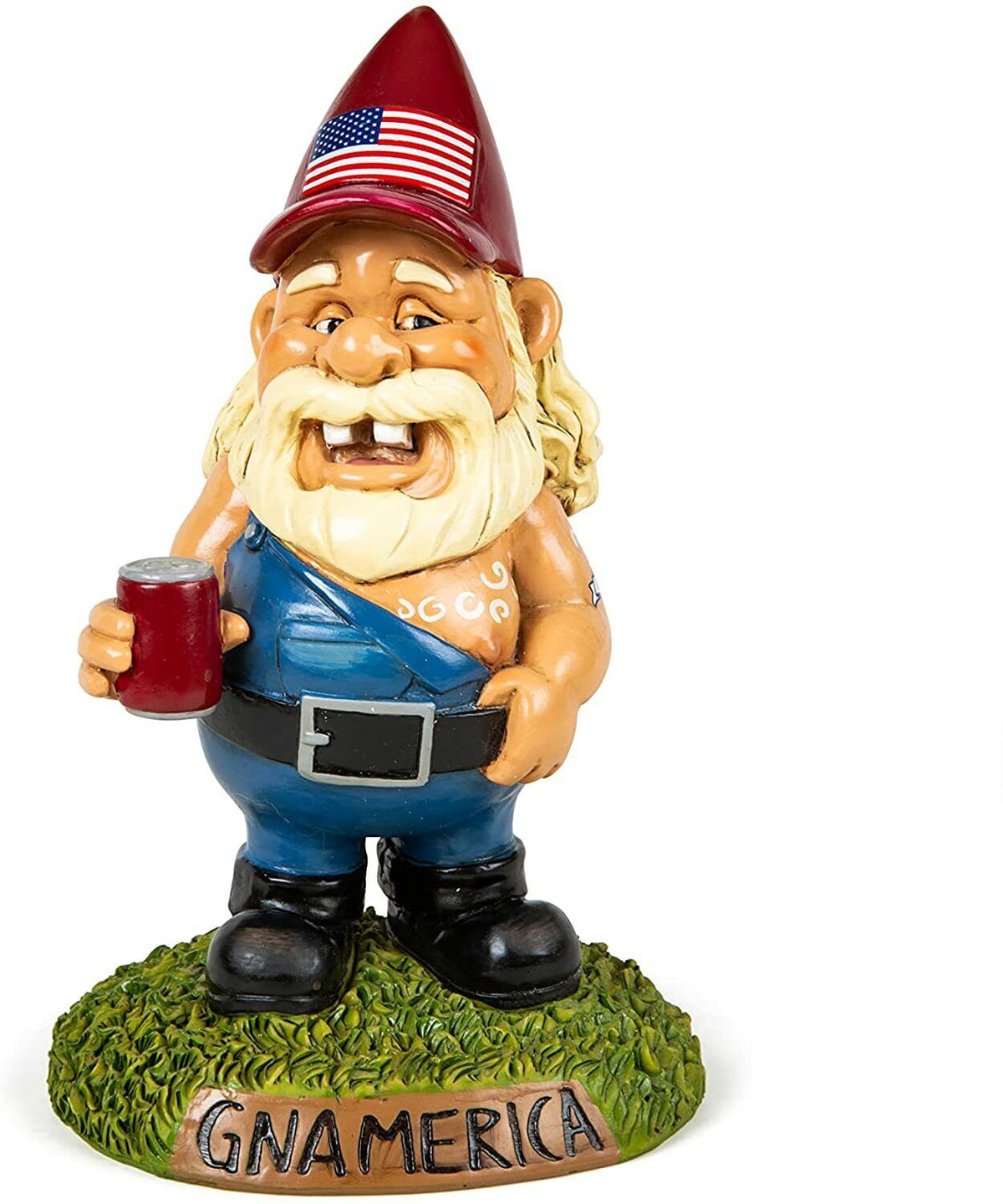 BigMouth Gnamerica Garden Gnome Redneck Beer Drinking USA Proud American Statue