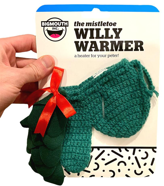 THE CHRISTMAS MISTLETOE Willy Warmer Weener Knitted Crochet Sock - GaG Joke Gift