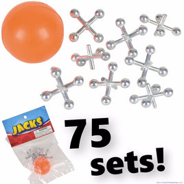 75 jeux de vérins en acier métallique avec jeu de balle en caoutchouc SUPER rouge, jouet classique pour enfants
