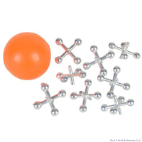 12 Sets of Metal Steel Jacks with Red Rubber Ball - Classic Fun Kid Toy Party Favor Games