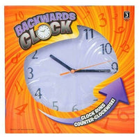 Backwards Wall Clock 9" Reverse Counter Clockwise Time - Gag Joke Prank Gift Toy