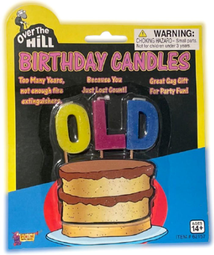 OLD - Over The Hill Birthday Candle Cake Topper - Gag Prank Joke Retraite