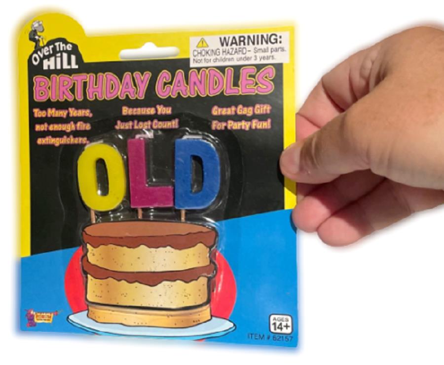 OLD - Over The Hill Birthday Candle Cake Topper - Gag Prank Joke Retraite