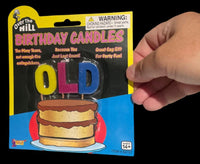 OLD - Over The Hill Birthday Candle Cake Topper - Gag Prank Joke Retirement