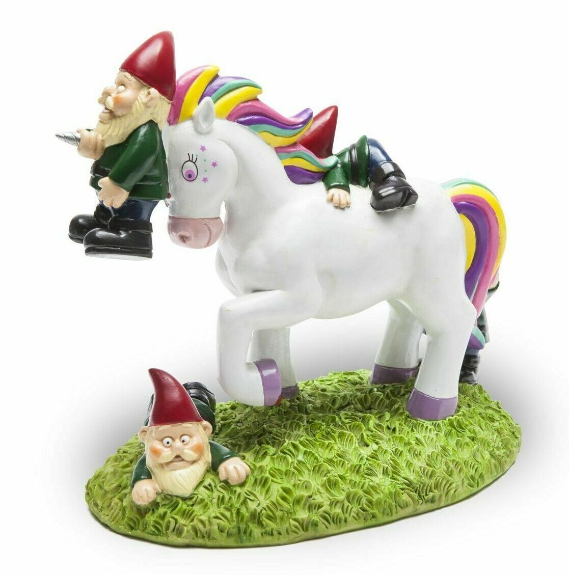 The Unicorn Attack Garden Gnome Statue Twisted Blood Sculpture - BigMouth Inc.