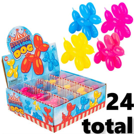 24 STRECHY BALLOON DOG - Party Favor Stretch Rubber Chid Toy - Assorted Colors!