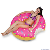 Flotador inflable para piscina con forma de donut rosa de 4 pies, tubo para fiesta, juguete para la playa.