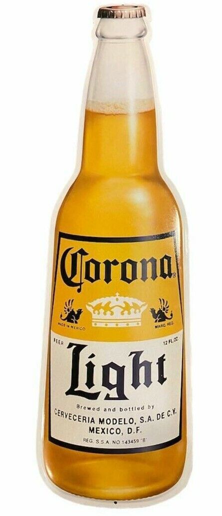 Corona Light Metal Tin Beer Bottle Bar Pub Enseigne 22 "X 6" Garage Mancave Room