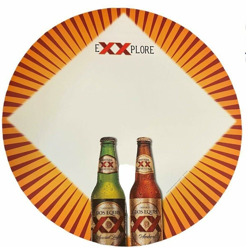 ENSEMBLE DE 2 affiches de bouteilles de bière Dos Equis Bar Pub Mancave Signs - Nouveau