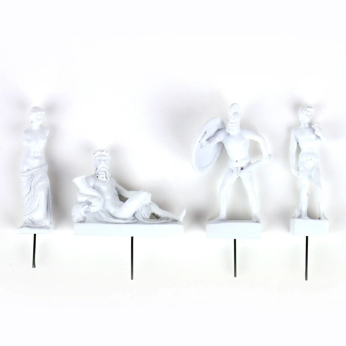 4pk Mini Plant Pot Greek Roman Gods Fighting Statues - Garden Planter Decor Gift