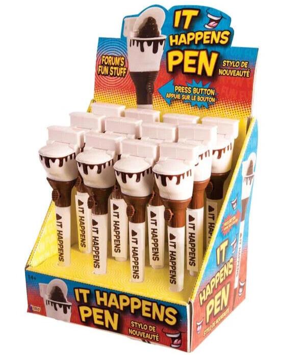 12 POOP HAPPENS PENS Asiento de inodoro Pop Up Crap Emoji Regalo de oficina Broma Poo GaG Juguete