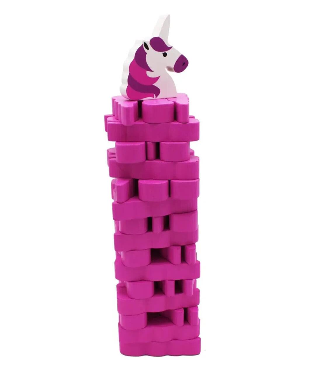 STACK THE UNICORN - Funny Classic Wood Block Stacking Tower Child Play Toy Game